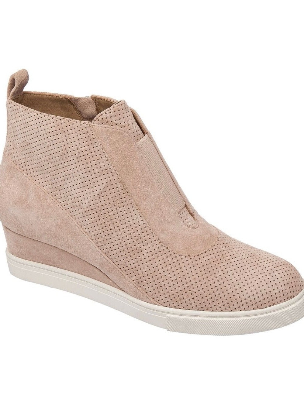 NWT Linea Paolo Blush Suede Perforated Wedge Sneaker